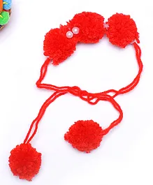MayRa Knits Hand Knitted Crochet Pom Pom Design Rakhi-Red
