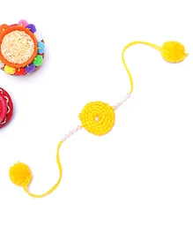 MayRa Knits Hand Knitted Crochet Rakhi-Yellow