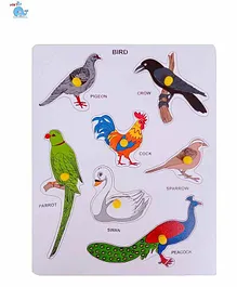 HNT Kids Wooden Birds & Inset Knob and Peg Puzzle - 7 Pieces
