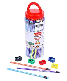 Rabbit Pencil Set With Jar And Sharpener Multicolor - 105 Pieces