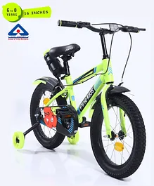 Pine Kids Rubber Air Tyres 99% Assembled Bicycle with 16 Inch Wheels - Green (Training wheel Color May Vary) 