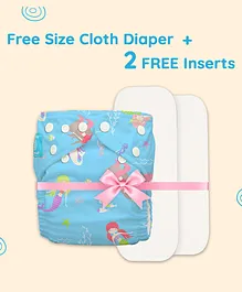 Charlie Banana All Night Free Size Cloth Diaper with 2 Inserts 360 Softness - Mermaid Tiffany