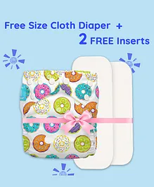 Charlie Banana Free Size Cloth Diaper with Inserts Donuts Print - Multicolor 