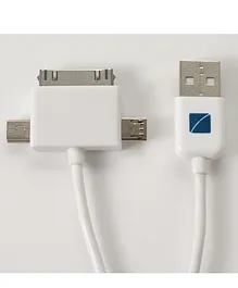 Travel Blue 3 in 1 Data Sync and Charge Cable - White