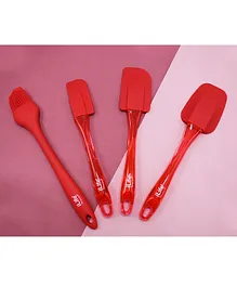 iLife Silicone Spatulas and Basting Brush Pack of 4 - Red