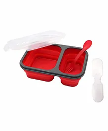 iLife Expandable and Collapsible Bento Lunch Box with Spoon and Fork - Red