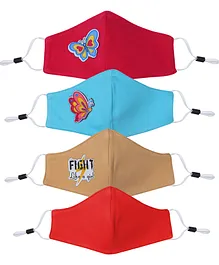 D'chica Set Of 4 2 Ply Assorted Butterflies & Fight Patch Masks - Assorted