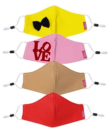D'chica Set Of 4 2 Ply Assorted Love & Bow Design Masks - Assorted