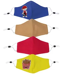 D'chica Set Of 4 2 Ply Assorted Fries Design Masks - Assorted
