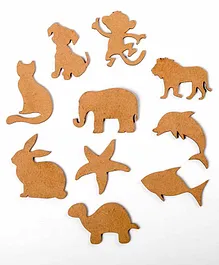IVEI DIY MDF Animal Magnets Set of 10 - Brown