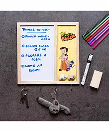 IVEI Chhota Bheem White Board with Metal Board and Hooks - Multicolor