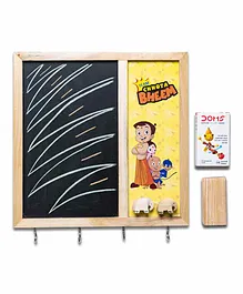 IVEI Chhota Bheem Black Board with Metal Board and Hooks - Multicolor