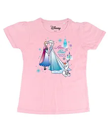 Disney By Crossroads Frozen Anna & Elsa Print Short Sleeves Tee - Pink