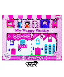 Planet of Toys Double Sided Dolls House & Play Set with Furniture - Multicolor