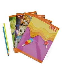 Camlin Single Line Notebook books and 2 pencils Pack of 6 - 172 Pages each  