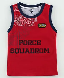 JusCubs Sleeveless Force Squadrom Print Tee  - Red