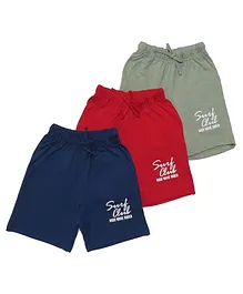 Clothe Funn Pack Of 3 Surf Club Print Shorts - Red Navy Olive