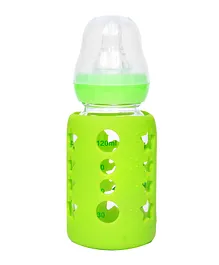 Tiny Tycoonz Glass Feeding Bottle with Protective Warmer Green - 120 Ml