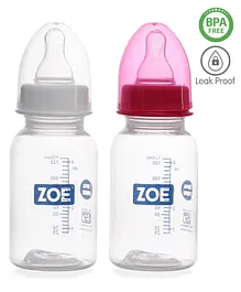 Zoe PP Feeding Bottle Pack Of 2 Pink And White - 125 ml
