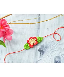 Bobbles & Scallops Handcrafted Floral Rakhi - Red