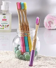 Pine Kids Bamboo Toothbrushes Pack of 4 - Multicolor