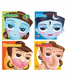 Cutout Of Gods Krishna, Shiva, Hanuman, Ganesha Board Books Set Of 4 - English