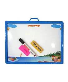 Enorme Educational 2 in 1 White And Green Sides Writing Board with Chalk Marker & Duster - Blue