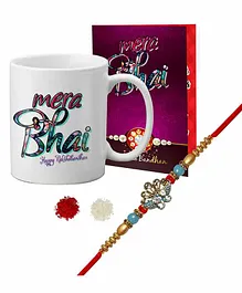LOF Rakhi & Mug With Rakshabandhan Card Combo - Multicolour