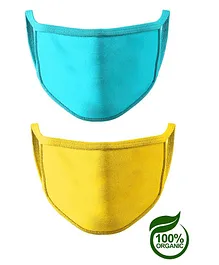 COCOON ORGANICS Soft Cotton Highly Breathable Pack Of 2 Masks - Blue And Yellow