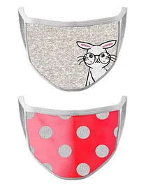 COCOON ORGANICS Pack Of 2 Bunny & Polka Dot Printed Mask - Grey & Pink