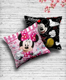 Fun Homes Mickey and Minnie Mouse Printed Reversible Cushion Pack of 2 - Black Pink