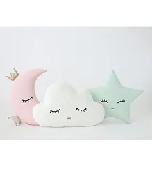 Stybuzz Cloud Moon & Star Crib Cushions Pack of 3 - White Green Pink