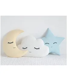 Stybuzz Cloud Moon & Star Crib Cushions Pack of 3 - White Yellow Blue