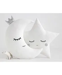 Stybuzz Moon & Star Crib Cushion Pack of 2 - White & Silver