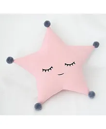 StyBuzz Star Shaped Cushion with Pom Poms - Pink