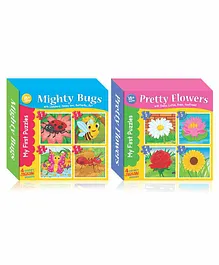 Art Factory Mighty Bugs & Pretty Flowers Jigsaw Puzzle Combo of 2 with 4 Puzzles - 15 Pieces Each