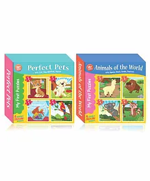 Art Factory Perfect Pets & Animals of The World Jigsaw Puzzle Combo of 2 with 4 Puzzles - 15 Pieces Each