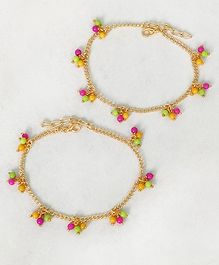 Lime By Manika Dangling Beads Anklets - Multicoloured