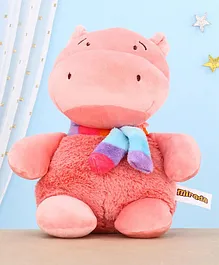 Mirada Plush Hippo With Scarf Soft Toy Pink - Height 25 cm