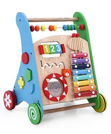 Babyhug Jazzy Wooden Activity Push Walker - Multicolor
