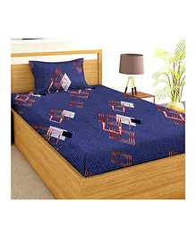 BSB Home Glace Cotton Single Bedsheet with 2 Pillow Cover - Dark Blue