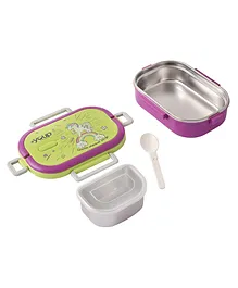 Youp Stainless Steel Lunch Box With Spoon Unicorn Print Green - 700 ml 