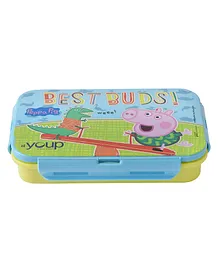 Youp Stainless Steel Lunch Box With Spoon & Fork Peppa Pig Print Blue  - 450 ml