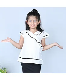 Aww Hunnie Solid Short Sleeves Ruffled Top - White