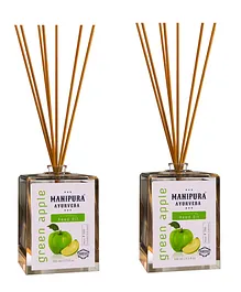 Manipura Ayurveda Aromatherapy Green Apple Diffuser Set Pack of 2 Green - 100 ml Each