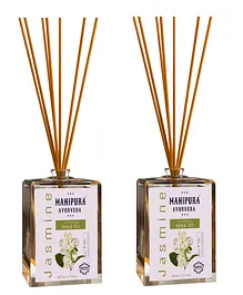 Manipura Ayurveda Aromatherapy Jasmine Reed Diffuser Set Pack of 2 - 100 ml Each