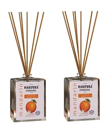 Manipura Ayurveda Aromatherapy Mandarin Reed Diffuser Set Pack of 2 - Brown
