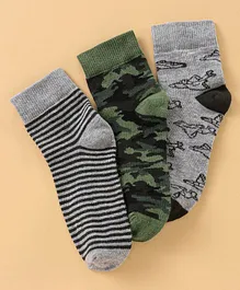 Pine Kids Anti Bacterial Socks Set of 3 Pairs - Grey Green