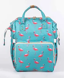 Haus & Kinder Canvas Diaper Backpack Flamingo Print  - Blue