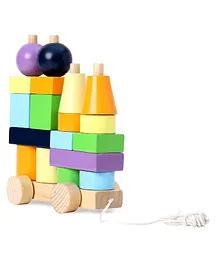 Little Genius Wooden Pull Along Toy Train - Multicolor